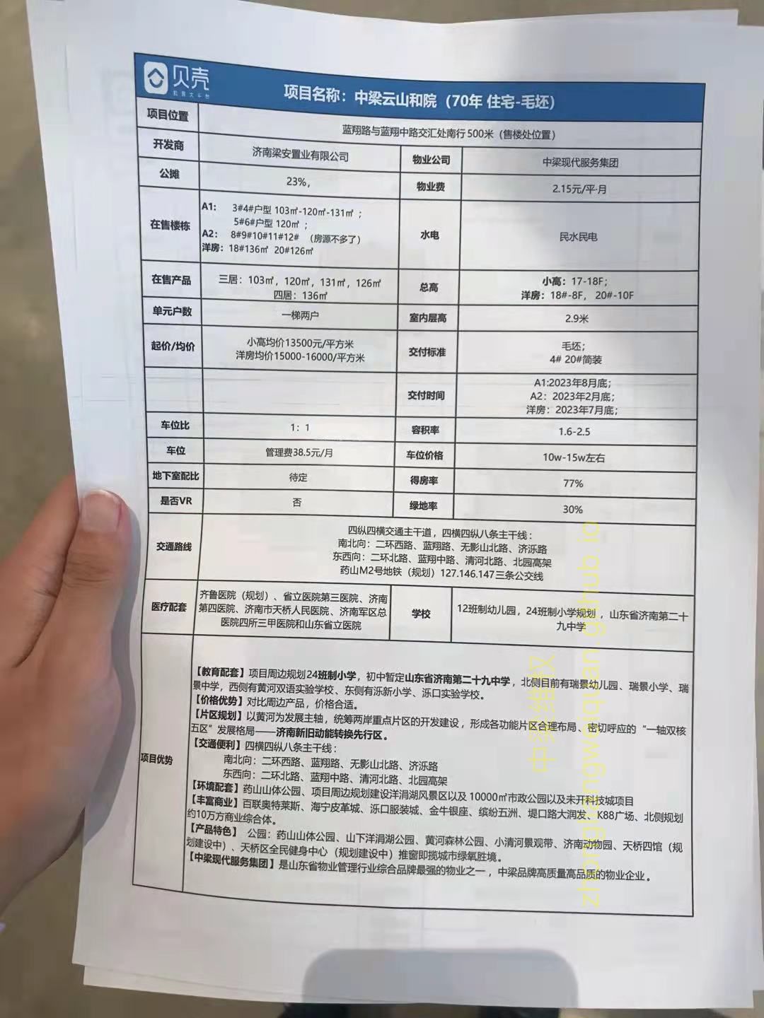 中梁贝壳出示项目信息